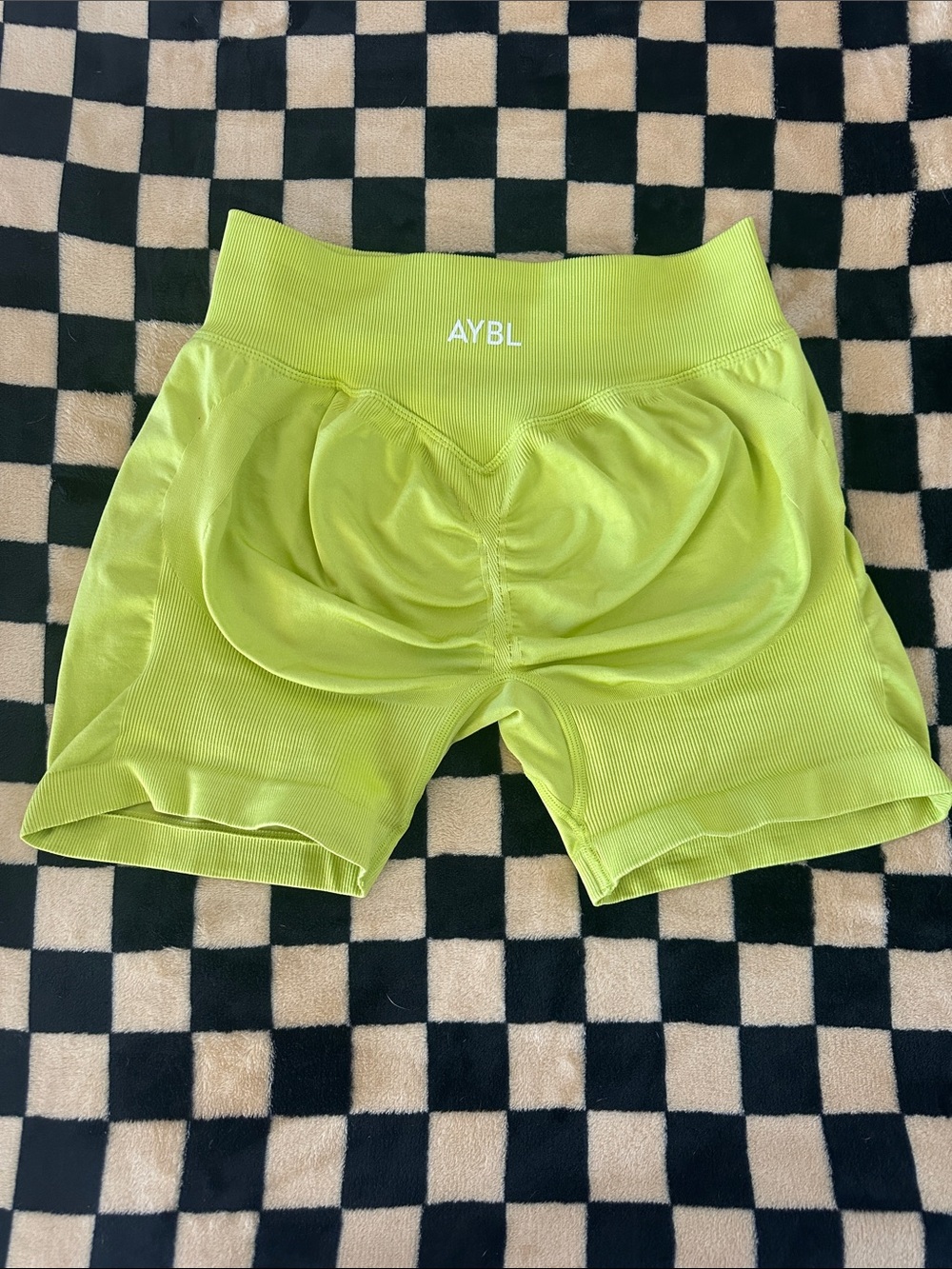 AYBL Neon Lime Scrunch Bike Shorts